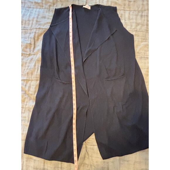 La Vie En Blanc Navy Blue Long Open Vest Pockets One Size Waterfall Lagenlook - Picture 5 of 7